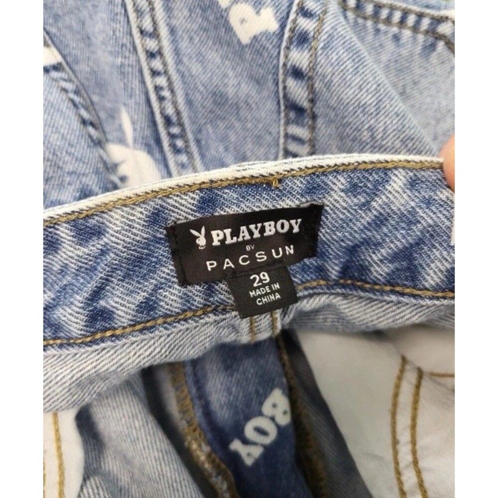 Playboy x PacSun Jeans Women’s 29 Bunny Logo Print All Over Straight Leg Denim - Picture 3 of 6